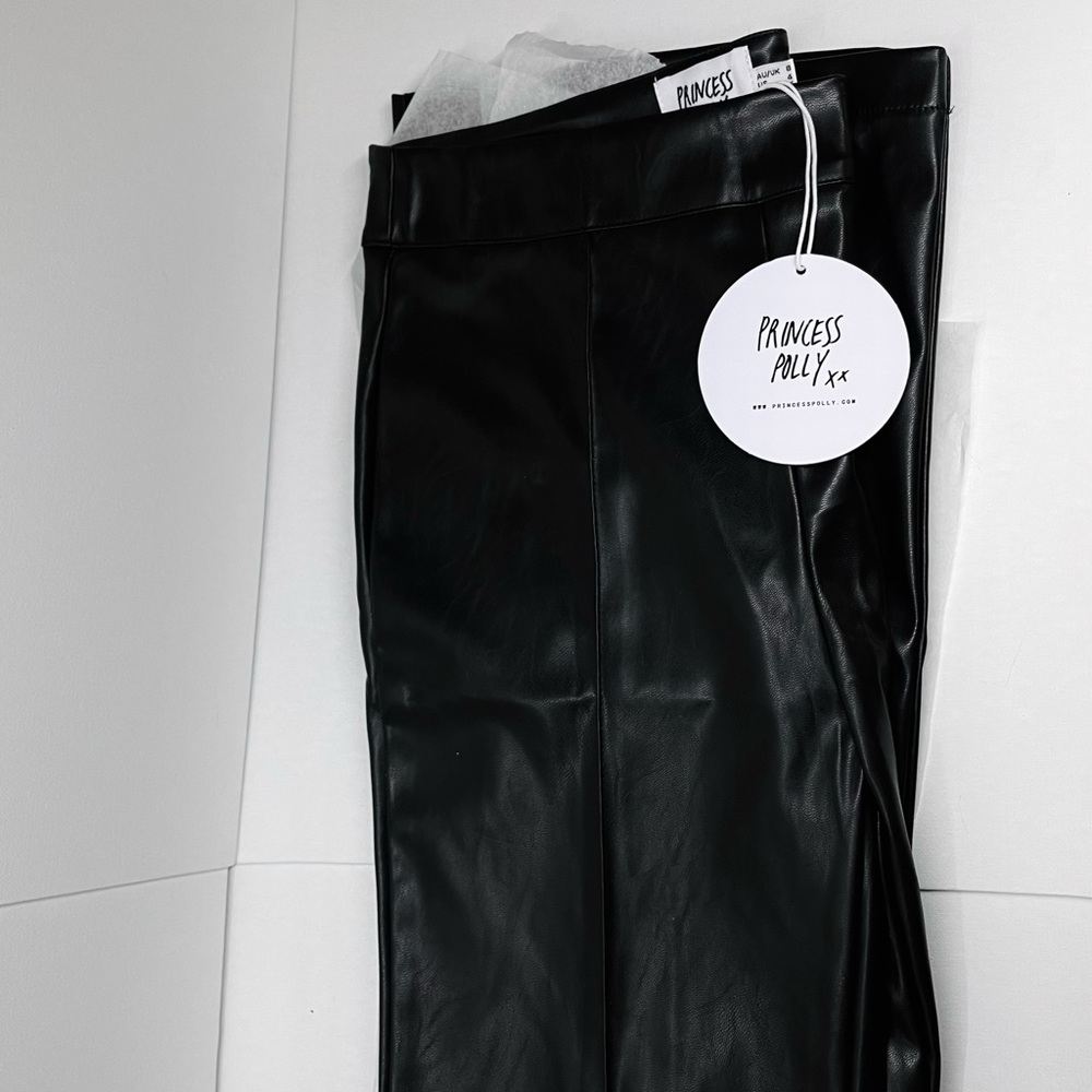 PRINCESS POLLY — BRADEN PANT BLACK, FAUX LEATHER PANTS W/ LIGHT FLARE, SIZE US 4 - Picture 9 of 15